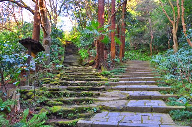 瑞泉寺境内へ続く男坂と女坂